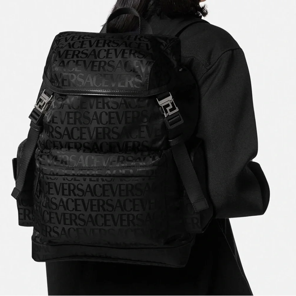 “Versace” all over logo monogram print unisex large backpack NEW - Picture 6 of 14